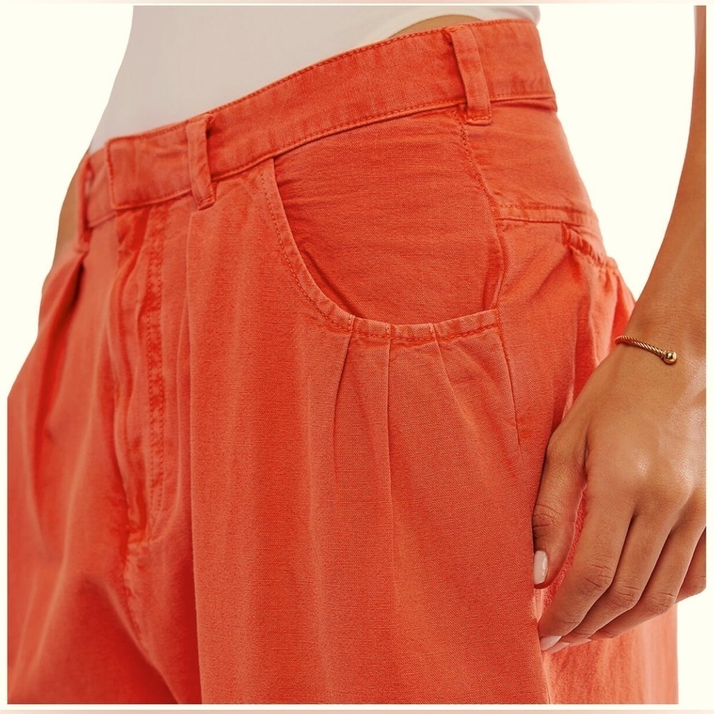 NEW FREE PEOPLE - Sweet Talk Chino Pants in Orange - Picture 3 of 9